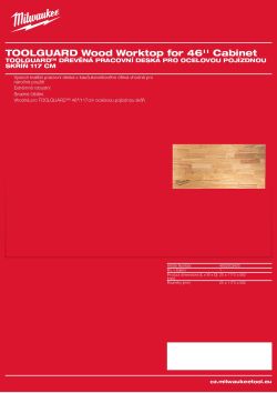 MILWAUKEE TOOLGUARD™ dřevěná pracovní deska pro ocelovou pojízdnou skříň 46″/117 cm 4932502430 A4 PDF