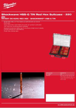 MILWAUKEE SHOCKWAVE™ sada vrtáků HSS-G TiN Red Hex v kufru, 220 ks 4932502132 A4 PDF