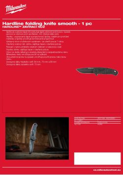 MILWAUKEE HARDLINE™ zavírací nůž 75mm- s hladkým ostřím 4932500663 A4 PDF