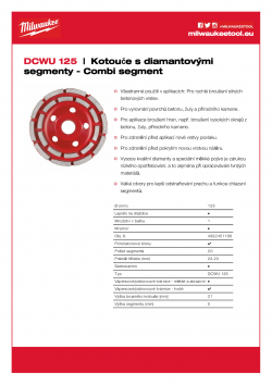 MILWAUKEE Combi-segment diamond cup wheels Univerzální kotouč na vysoký odběr materiálu. 4932451186 A4 PDF