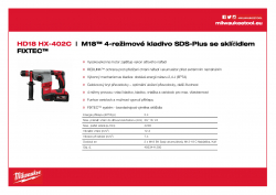 MILWAUKEE HD18 HX M18™ 4-režimové kladivo SDS-Plus se sklíčidlem FIXTEC™ 4933441280 A4 PDF