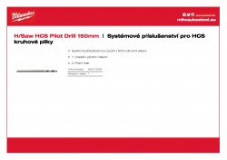 MILWAUKEE HCS Holesaws System Attachments HCS pilotní vrták ø 6 a délka 150 mm 4932472089 A4 PDF