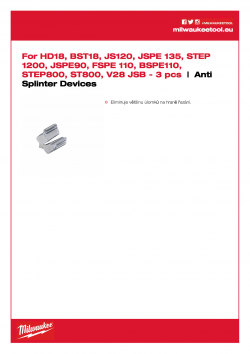 MILWAUKEE Anti Splinter Devices Vložka proti otřepu Sada tři, zabraňuje odlamování na povrchové hraně. 4931449321 A4 PDF