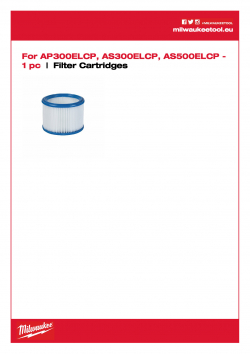 MILWAUKEE Filter Cartridges Filtr 4932352304 A4 PDF