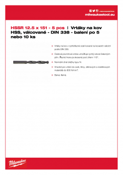 MILWAUKEE HSS-Rollforged Drills / DIN338 / 5 and 10 pack  4932363559 A4 PDF