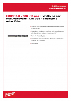 MILWAUKEE HSS-Rollforged Drills / DIN338 / 5 and 10 pack  4932363534 A4 PDF