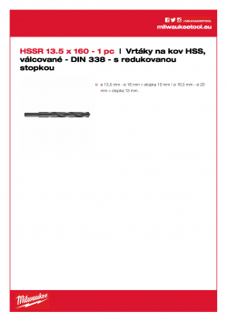 MILWAUKEE HSS-Rollforged Drills / DIN338 with reduced shank  4932373318 A4 PDF