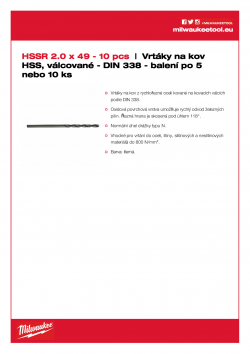 MILWAUKEE HSS-Rollforged Drills / DIN338 / 5 and 10 pack  4932363454 A4 PDF