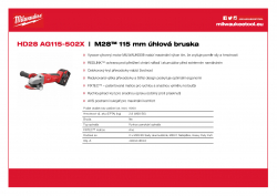 MILWAUKEE HD28 AG115 M28™ 115 mm úhlová bruska 4933448540 A4 PDF