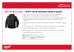 MILWAUKEE M12 HH BL3 M12™ Černá vyhřívaná mikina s kapucí 4933464349 A4 PDF