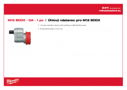 MILWAUKEE M12 BDDX-OA Excentrický nástavec s upínáním 1/4˝ šestihran - 12 možností 4932430432 A4 PDF