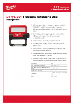 MILWAUKEE L4 FFL Sklopný reflektor s USB nabíjením 4933464821 A4 PDF
