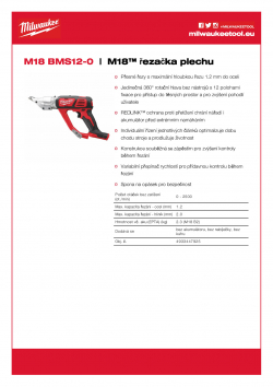 MILWAUKEE M18 BMS12 M18™ řezačka plechu 4933447925 A4 PDF