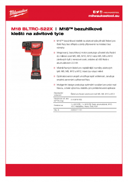 MILWAUKEE M18 BLTRC M18™ bezúhlíkové kleště na závitové tyče 4933471151 A4 PDF