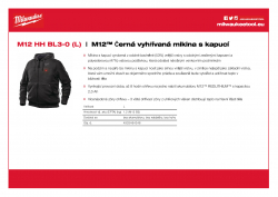 MILWAUKEE M12 HH BL3 M12™ Černá vyhřívaná mikina s kapucí 4933464348 A4 PDF