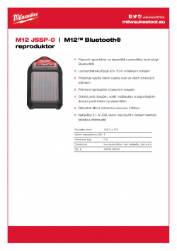 MILWAUKEE M12 JSSP M12™ Bluetooth® reproduktor 4933448380 A4 PDF