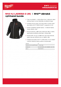 MILWAUKEE M12 HJ LADIES2 M12™ dámská vyhřívaná bunda 4933464840 A4 PDF