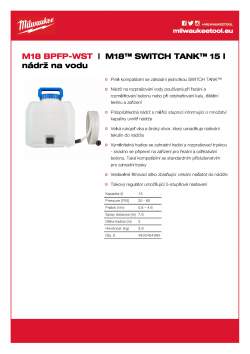 MILWAUKEE M18 BPFP-WST M18™ SWITCH TANK™ 15 l nádrž na vodu 4933464965 A4 PDF