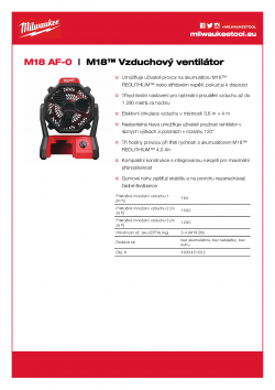 MILWAUKEE M18 AF M18™ Vzduchový ventilátor 4933451022 A4 PDF