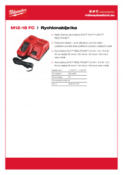 MILWAUKEE M12-18 FC M12™ - M18™ rychlonabíječka 4932451079 A4 PDF