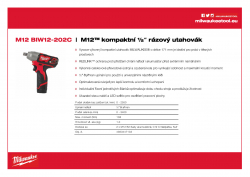 MILWAUKEE M12 BIW12 M12™ kompaktní 1/2˝ rázový utahovák 4933447133 A4 PDF