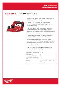 MILWAUKEE M18 BP M18™ Hoblovka 4933451113 A4 PDF