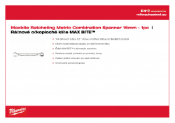 MILWAUKEE Maxbite Ratcheting Spanner 15mm Ráčnové očkoploché klíče MAX BITE™ 4932471508 A4 PDF