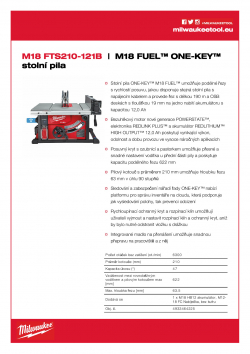 MILWAUKEE M18 FTS210 M18 FUEL™ ONE-KEY™ stolní pila 4933464225 A4 PDF