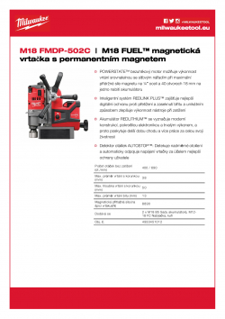 MILWAUKEE M18 FMDP M18 FUEL™ magnetická vrtačka s permanentním magnetem 4933451012 A4 PDF