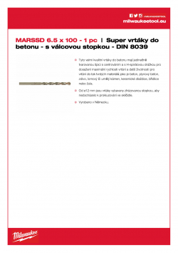 MILWAUKEE Concrete Super Drills - round shank / DIN 8039  4932399399 A4 PDF