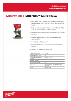 MILWAUKEE M18 FTR M18 FUEL™ horní frézka 4933471604 A4 PDF