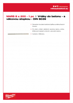 MILWAUKEE Concrete Drills - round shank / DIN 8039  4932363641 A4 PDF