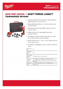 MILWAUKEE M18 HKP M18™ FORCE LOGIC™ Hydraulický děrovač 4933451204 A4 PDF