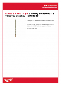 MILWAUKEE Concrete Drills - round shank / DIN 8039  4932363634 A4 PDF