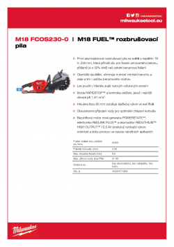 MILWAUKEE M18 FCOS230 M18 FUEL™ rozbrušovací pila 4933471696 A4 PDF
