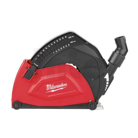 MILWAUKEE Ochrana proti prachu pro řezání - DEC 230  k Ø 180 - 230 mm AG 22, nastavení hloubky klíče od 5 - 60 mm. Řezací vodítk