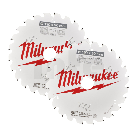 MILWAUKEE set pilových kotoučů Dřevo 190 x 24T/24T-2ks 4058546375980
