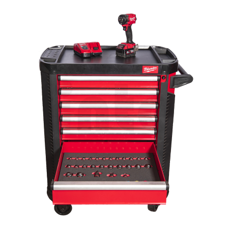 MILWAUKEE Dílenský vozík TOOLGUARD SRC PR EU ocelový na kolečkách 30", 78 cm (7 zásuvek) 4932493817