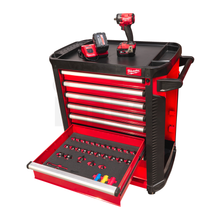 MILWAUKEE Dílenský vozík TOOLGUARD SRC PR EU ocelový na kolečkách 30", 78 cm (7 zásuvek) 4932493817
