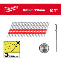 MILWAUKEE Duplex hřebíky 21 stupňů kulatá hlava 92mm/76mm, 2000ks balení 4932498156
