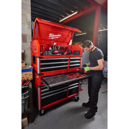 MILWAUKEE SRC46-1 46" / 117 cm vysokokapacitní dílenská ocelová skříň s 10 zásuvkami 4932478853