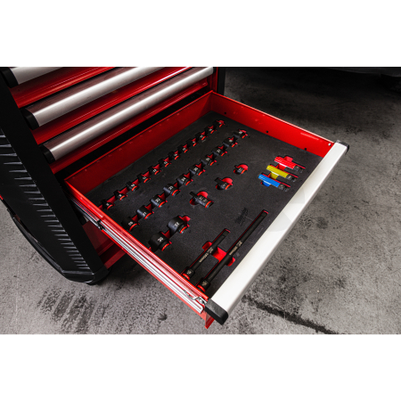 MILWAUKEE Dílenský vozík TOOLGUARD SRC PR EU ocelový na kolečkách 30", 78 cm (7 zásuvek) 4932493817