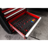 MILWAUKEE Dílenský vozík TOOLGUARD SRC PR EU ocelový na kolečkách 30", 78 cm (7 zásuvek) 4932493817