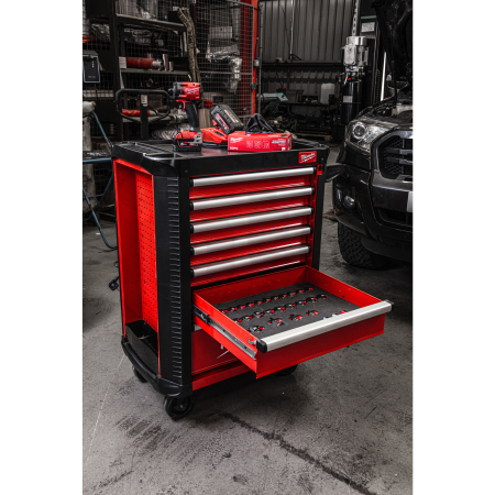 MILWAUKEE Dílenský vozík TOOLGUARD SRC PR EU ocelový na kolečkách 30", 78 cm (7 zásuvek) 4932493817