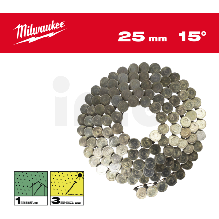MILWAUKEE Hřebíky 15° ve svitku 3,05x25 mm /RS/G - ks 2160 (vhodné pro M18 FRCN45) 4932499312
