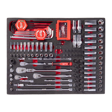 MILWAUKEE 153 pc 1/4'' and 3/8'' Ratchet and Socket and Bit Socket Set Foam Insert 4932500756
