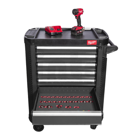 MILWAUKEE Plně vybavená sada nářadí – 246 ks v šedé dílenské ocelové skříni TOOLGUARD™ 30″ / 78 cm, verze EU Premium 4932500743