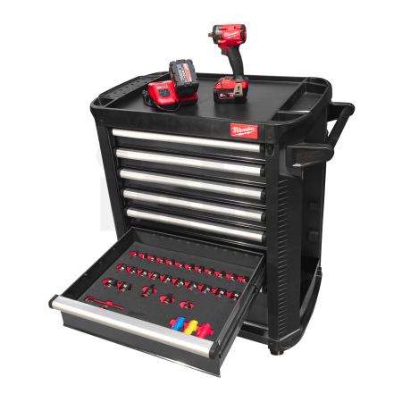 MILWAUKEE Plně vybavená sada nářadí – 246 ks v šedé dílenské ocelové skříni TOOLGUARD™ 30″ / 78 cm, verze EU Premium 4932500743