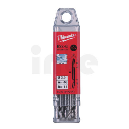 MILWAUKEE Vrtáky do kovu HSS-G oboustranné 3 x 11 - 10 ks 4932352223