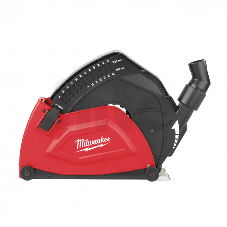 MILWAUKEE Ochrana proti prachu pro řezání - DEC 230  k Ø 180 - 230 mm AG 22, nastavení hloubky klíče od 5 - 60 mm. Řezací vodítk